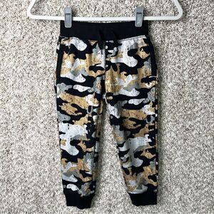 True Religion Pants Boys 4 Black/Gold/Gray Metallic Camo Jogger Sweatpants
